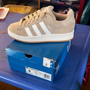 Adidas Campus Tan and White Sneakers